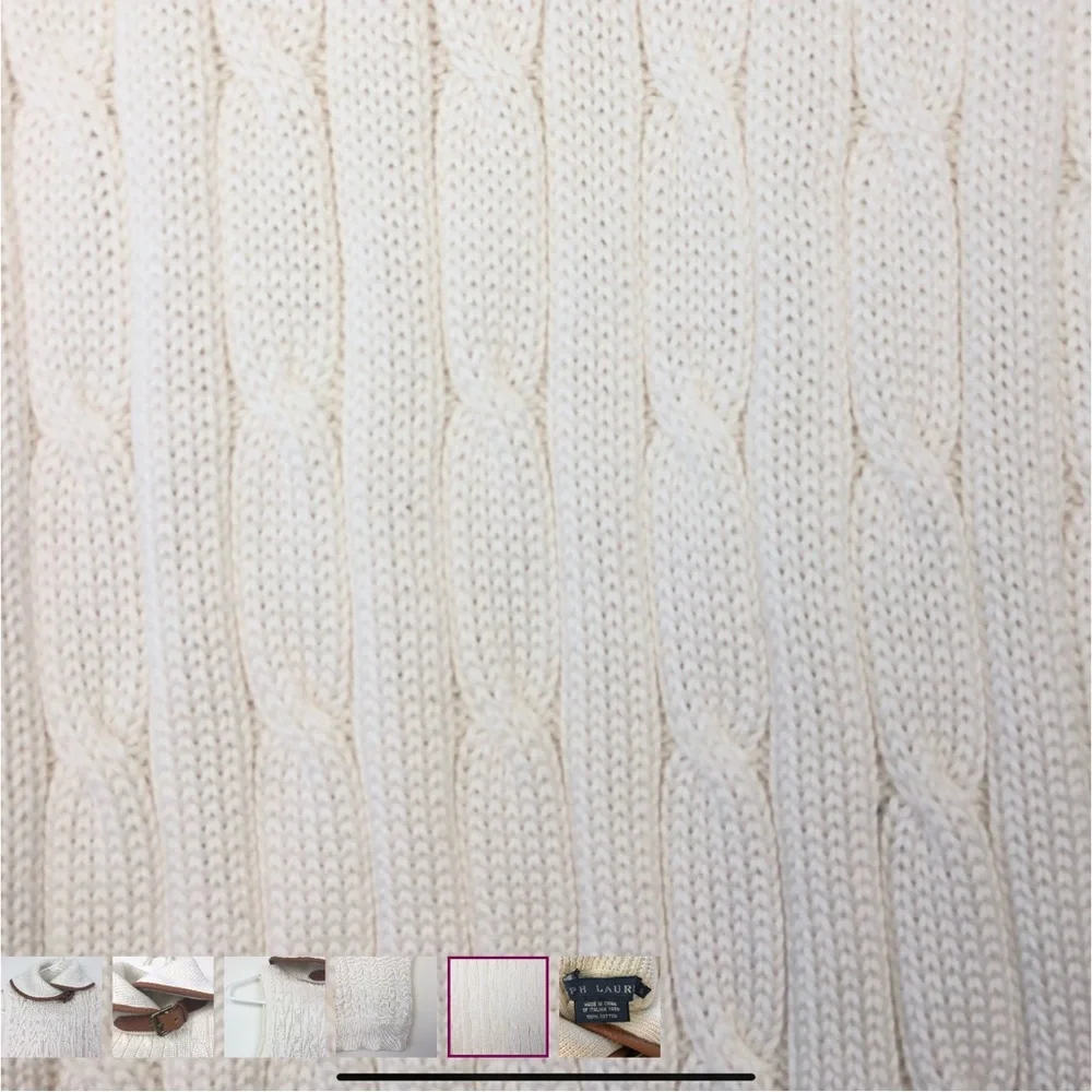 Ralph Lauren Blue Label Cream Cable Knit Turtleneck Buckle Sweater - Picture 7 of 8